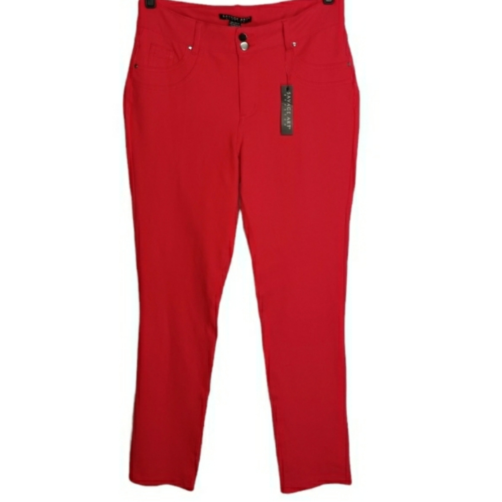SAVAGE ART Stretchy Crimson Red Skinny Fit Jeggings X-Large NWT